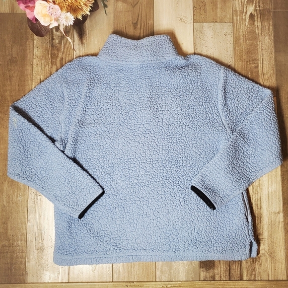 Victoria's Secret PINK Blue Boyfriend Sherpa Pullover Quarter Zip Size Medium - Picture 4 of 16